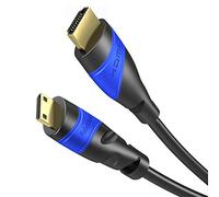 KabelDirekt - Cable Mini-HDMI con diseño a prueba de roturas - 2m (HDMI a Mini-HDMI, bidireccional, 4K@60Hz, Ultra HD, High Speed con Ethernet, Tablets/Cámaras/Videocámaras, negro)