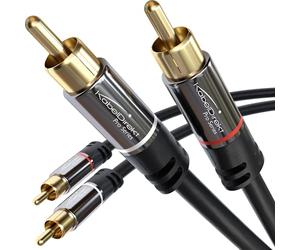 KabelDirekt - Cable RCA de 0,5 m, cable de audio estéreo 2 x 2 Cinch especialmente resistente y con una calidad de sonido brillante (coaxial, HiFi y Home Cinema, analógico y digital)