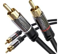 KabelDirekt - Cable RCA de 1,8 m, cable de audio estéreo 2 x 2 Cinch especialmente resistente y con una calidad de sonido brillante (coaxial, HiFi y Home Cinema, analógico y digital)