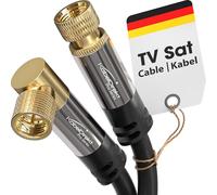 KabelDirekt - 3m Cable TV SAT (75 Ohm, HDTV, acodado 90°, conector F a conector F cable coaxial recto soporta HDTV, DVB-T2, DVB-C, DVB-S, TV y Radio), PRO Series