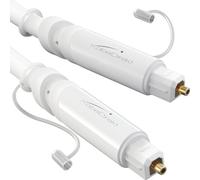 KabelDirekt - Cable TOSLINK, óptico audio digital con 0% de pérdida de señal y tapa protectora - 15m - Cable fibra óptica (S/PDIF, sistema estéreo/barra de sonido, XBO/PS4, blanco)