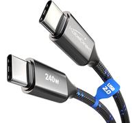 KabelDirekt - Cable USB-C para Carga Rápida, Conectores Metálicos Resistentes + Trenzado en Nylon, USB 2.0 - 1m (Carga de Teléfonos/Portátiles hasta 240W, Funciona como Cable de Carga/Datos)