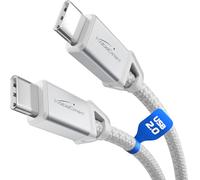 KabelDirekt - Cable USB-C para Carga Rápida, Conectores Metálicos + Trenzado de Nylon, USB 2.0 - 0,6m (Carga de Teléfonos/Portátiles con 60W, Ideal como Cable de Carga/Datos, Blanco)