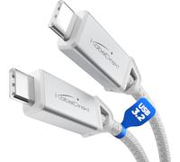 KabelDirekt - Cable USB-C Todo en Uno, USB 3.2 Gen 2, Conectores Metálicos + Diseño Trenzado - 0,3m (20 Gbit/s para Datos/Video, Carga Rápida 240 W, Cable Universal para Datos/Carga/Monitor, Blanco)