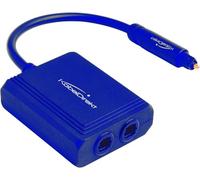 KabelDirekt - Divisor TOSLINK, divisor 1 a 2 - 1 fuente de audio, 2 dispositivos de salida (divisor SPDIF, adaptador Y óptico - 2 salidas: barra de sonido, amplificador/sistema HiFi, televisor - Azul)