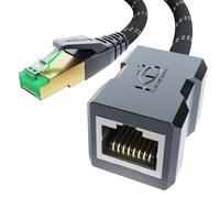 KabelDirekt - Extensión de cable Ethernet, construcción resistente a roturas con cubierta de nylon flexible - 2m (10 Gbps, CAT7, macho a hembra, RJ45, extiende el cable de red con máxima velocidad)