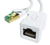 KabelDirekt - Extensión de cable Ethernet y LAN, construcción resistente a roturas - 3m (10 Gbit/s, CAT7, macho a hembra, RJ45, extiende el cable de red/patch con máxima velocidad, blanco)
