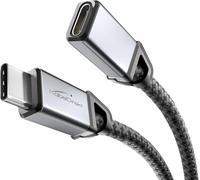 KabelDirekt - Extensión USB C, USB 3.2 Gen 2, conector de metal + trenzado - 0,5m (cable de extensión para video/datos 4K con 20Gbps, carga de 100W, cable de datos/carga/monitor - Negro)