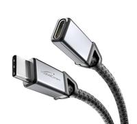 KabelDirekt - Extensión USB C, USB 3.2 Gen 2, conector de metal + trenzado - 0,5m (cable de extensión para video/datos 4K con 20Gbps, carga de 100W, cable de datos/carga/monitor - Negro)