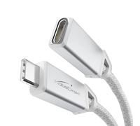 KabelDirekt - Extensión USB C, USB 3.2 Gen 2, conector de metal + trenzado - 0,5m (cable de extensión para video/datos 4K con 20Gbps, carga de 100W, cable de datos/carga/monitor - Blanco)
