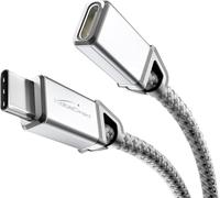 KabelDirekt - Extensión USB C, USB 3.2 Gen 2, conector de metal + trenzado - 1,5m (cable de extensión para video/datos 4K con 20Gbps, carga de 100W, cable de datos/carga/monitor - Gris)