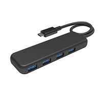 KabelDirekt - Hub y Adaptador USB, Conector USB-C, 4 Puertos USB 3.0 (diseño Delgado, para más Conexiones a PC/Notebook/Tablet/smarphone, Compatible con Macbook, SuperSpeed con 5 Gbit/s, Negro)