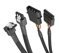KabelDirekt - Juego de Cables (30cm 4 Pines Molex a 15 Pines SATA Cable de alimentación, 60cm SATA 3 Cable de Datos 90° acodad, para conexión de Discos Duros, SSD, HDD, Reproductores, CD, DVD),