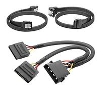 KabelDirekt - Juego de Cables (30cm 4 pines Molex a 2x 15 pines SATA cable de alimentación + 60cm cable 90° acodado + 60cm para conectar discos duros y reproductores (DVD, Blu-Ray))