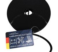 KabelDirekt - Sujetacables Reutilizables - 5m × 12,5 mm - se Pueden Cortar a Medida y reutilizar (Hook and Loop, Rollo para Cortar, Sistema de Cierre resellable, Conecta Cables y Mucho más, Negro)