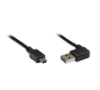 Kabelmeister SO-35724 - Cable USB 2.0 (2 m, conector EASY A (ambos lados, acodado) a conector Mini B de 5 pines, apantallado y trenzado, conductores de cobre), color negro