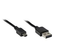 Kabelmeister SO-35725 - Cable USB 2.0 (3 m, conector EASY A (ambos lados) a conector Mini B de 5 pines, apantallado de lámina y trenzado, conductores de cobre (OFC), color negro