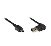Kabelmeister SO-35728 - Cable USB 2.0 (5 m, conector EASY A (utilizable por ambos lados, acodado) a conector Mini B de 5 pines, apantallado y trenzado, conductores de cobre), color negro
