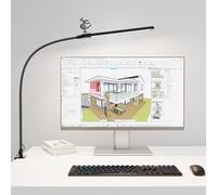 KableRika 12W Lámpara de escritorio LED regulable con control por gestos, lámpara de escritorio brillante con sujeción para oficina en casa, protección ocular, con 3 modos de color