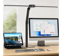 KableRika Lámpara Escritorio LED, 24W 80cm Flexo Escritorio de Doble Cabezal con Base, Luz de Arquitecto Regulable, luz monitor con Temporizador, 1200 lúmenes para Leer, Estudiar y Oficina en el Hogar