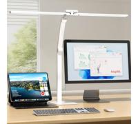 KableRika Lámpara Escritorio LED, 24W 80cm Flexo Escritorio de Doble Cabezal con Base, Luz de Arquitecto Regulable, luz monitor con Temporizador, 1200 lúmenes para Leer, Estudiar y Oficina en el Hogar