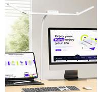 KableRika Lampe de Bureau à Pince, Lampe de Bureau LED 24W Puissante avec 3 Barres Lumineuses, Grand Éclairage Design avec 4 Températures de Couleur, Protection des Yeux, Blanc