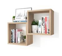 Kaboon Juego de 2 estantes flotantes en forma de cubo, estantes de exhibición para montaje en pared de 7.75 pulgadas de profundidad x 12.5 pulgadas de ancho x 12.5 pulgadas de alto, (roble gris, 2