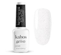 Kabos Gelike Glitter Top Coat No Wipe Soft Flash 10 ml | Top Híbrido Esmalte Transparente de Acabado Brillante con Purpurina