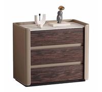 KaBuea 3 Drawer Solid Wood Nightstand, Rock Slab Top & Scratch-Proof Sofa Side Table, No Installation, Ideal for Bedroom, Living Room(50cm)