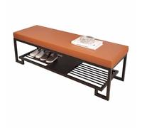 KaBuea Banco de Entrada de Almacenamiento, Zapatero de Metal de Cuero PU para Pasillo, Entrada, Dormitorio, Esquina, Negro