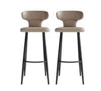 KaBuea Bar Stool Set of 1/2/4, Counter Height Stools with Low Back PU Leather Seat, Black Metal Legs, for Kitchen, Cafe, Pub, Restauran(2PCS Gray,55cm/21.65in)