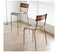 KaBuea Bar Stools, PU Leather Upholstered Seat Metal Legs Chair with Backs for Kitchen Pub with Footrest Armless Dining(Brown,65cm/25.6in)