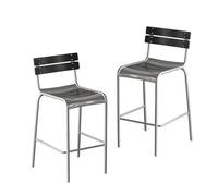 KaBuea Bar Stools, PU Leather Upholstered Seat Metal Legs Chair with Backs for Kitchen Pub with Footrest Armless Dining(Black,65cm/25.6in)