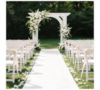 KaBuea Camino de Pasillo de Boda Blanco, Alfombra de Pasillo de Piso Resistente al Desgaste, Ideal for Bodas en la Iglesia, Fiestas en el jardín y reuniones al Aire Libre(3'3" x 65'7" (Rectangular))