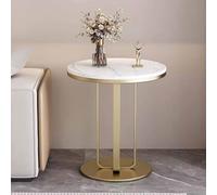 KaBuea Elegante Mesa Auxiliar Redonda con Estructura Estable de Metal Dorado/Negro, versátil mesita de Noche for Dormitorio, Oficina y Sala de Estar.(B,50)