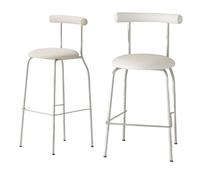 KaBuea Height Bar Stools, PU Leather Upholstered Seat Metal Legs Bar Chair with Backs for Kitchen Pub with Footrest Armless Dining(2pcs Beige,65 cm/25.59 in)