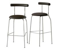 KaBuea Height Bar Stools, PU Leather Upholstered Seat Metal Legs Bar Chair with Backs for Kitchen Pub with Footrest Armless Dining(2pcs Black,65 cm/25.59 in)