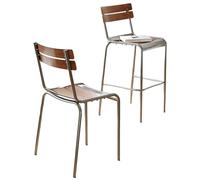 KaBuea Height Bar Stools, PU Leather Upholstered Seat Metal Legs Chair with Backs for Kitchen Pub with Footrest Armless Dining(Brown,65cm/25.6in)
