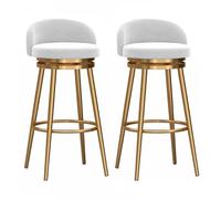 KaBuea Juego de 2 taburetes de Bar, sillas de Comedor con Altura de mostrador y Respaldo for Isla de Cocina o Pub, Elegante Taburete de Desayuno con reposapiés(Gold White,75cm/29.5in)