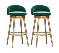 KaBuea Juego de 2 taburetes de Bar, sillas de Comedor con Altura de mostrador y Respaldo for Isla de Cocina o Pub, Elegante Taburete de Desayuno con reposapiés(Gold Green,65cm/25.6in)