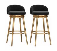 KaBuea Juego de 2 taburetes de Bar, sillas de Comedor con Altura de mostrador y Respaldo for Isla de Cocina o Pub, Elegante Taburete de Desayuno con reposapiés(Gold Black,75cm/29.5in)