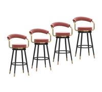 KaBuea Juego de 4 taburetes de Bar giratorios Modernos, Asiento y Respaldo tapizados en Terciopelo, sillas de Bar con Altura de mostrador for Isla de Cocina, Pub, Comedor(Black-Pink,65cm/25.6in)