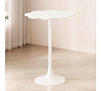 KaBuea Mesa Alta Blanca de 105 cm con Tablero de MDF en Forma de pétalo y Patas de Metal, hogar, Apartamentos y cafeterías, diseño práctico