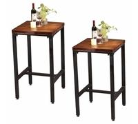 KaBuea Mesa Alta con Tablero Cuadrado de Madera de 105 cm de Altura - Diseño con Estructura de Metal Negro, Mesa de Bar Que Ahorra Espacio para Isla de Cocina, Comedor o apartamento pequeño