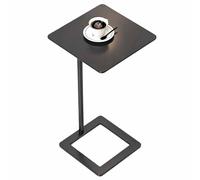 KaBuea Mesa Auxiliar Cuadrada Negra de 28 cm, diseño de Estructura de Metal Resistente, versátil mesita de Noche for sofá, Oficina o apartamento.(28x28x60cm)