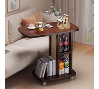 KaBuea Mesa Auxiliar de bambú de 4 Niveles con Amplio Escritorio y Ruedas silenciosas de 360°, mesita de Noche móvil for Sala de Estar, Dormitorio y Espacios pequeños.