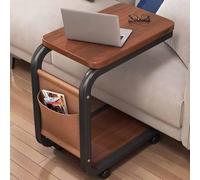 KaBuea Mesa Auxiliar de sofá de Dos Niveles con Ruedas giratorias de 360°, compacta y con Almacenamiento for Espacios pequeños de Oficina en casa.