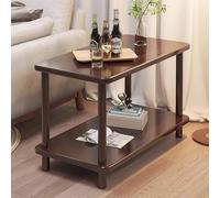 KaBuea Mesa Auxiliar Estrecha for Espacios reducidos, Mesa Auxiliar de Dos Niveles for sofá, Sala de Estar, Dormitorio, mesita de Noche Delgada, marrón(80x40x53cm)