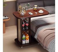 KaBuea Mesa Auxiliar móvil de bambú, diseño de 4 Niveles con Tablero Ancho y Ruedas silenciosas de 360°, versátil mesita de Noche for sofá o Oficina en casa.