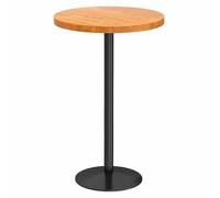 KaBuea Mesa de Bar Redonda 55CM Tapa de Madera para Bar de cócteles Pub Dining Bistro Pata de Metal Negro (105CM H)